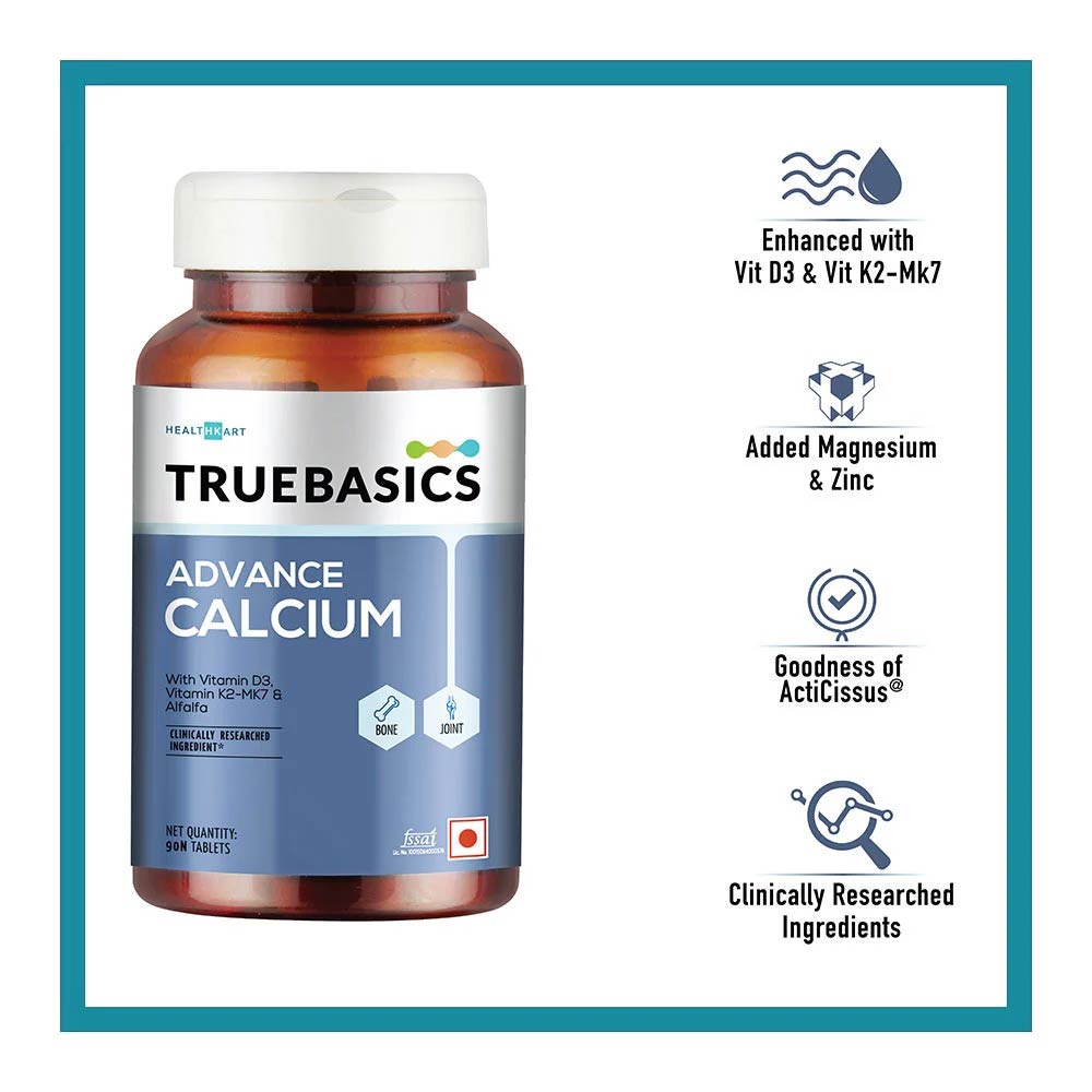4 - TrueBasics Advance Calcium Vitamin D3 & K2MK7 OP,  90 tablet(s)  Unflavoured 