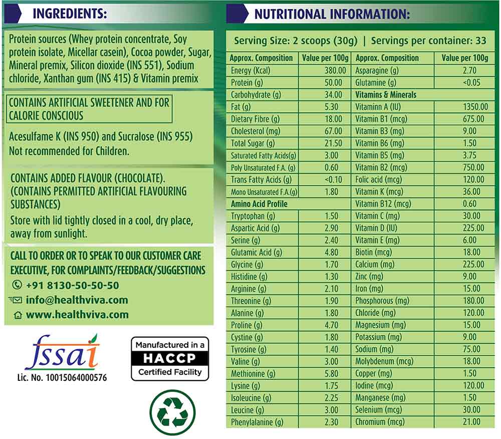 HealthViva All Plant & Milk Protein, 2.2 lb Chocolate