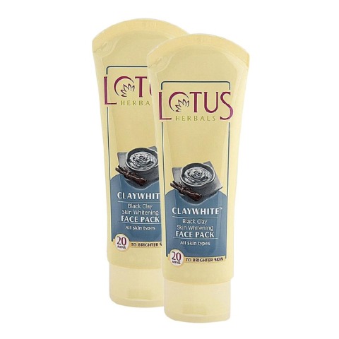 Lotus Herbals Claywhite Black Clay Face Pack, 120 g for All Skin Types - Pack of 2 Lotus Herbals Claywhite Black Clay Face Pack, 120 g for All Skin Types - Pack of 2