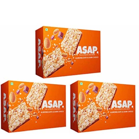 1 - ASAP Healthy Granola Bars,  6 bar(s)  Almond Oats & Dark Choco, Pack of 3 