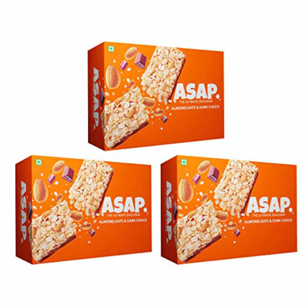 1 - ASAP Healthy Granola Bars,  6 bar(s)  Almond Oats & Dark Choco, Pack of 3 