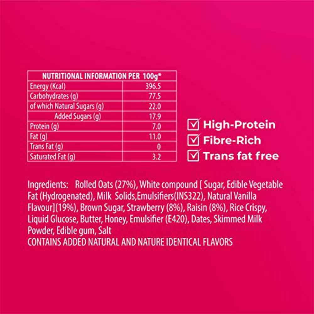 ingredients - ASAP Limited Edition CSK Healthy Granola Bars,  12 bar(s)  Fruit Oats & White Choco 