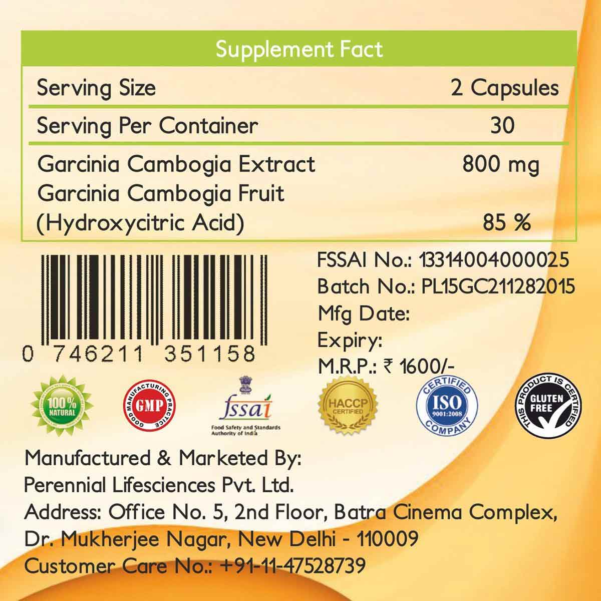 Perennial Lifesciences Garcinia Cambogia Max,  60 veggie capsule(s) 