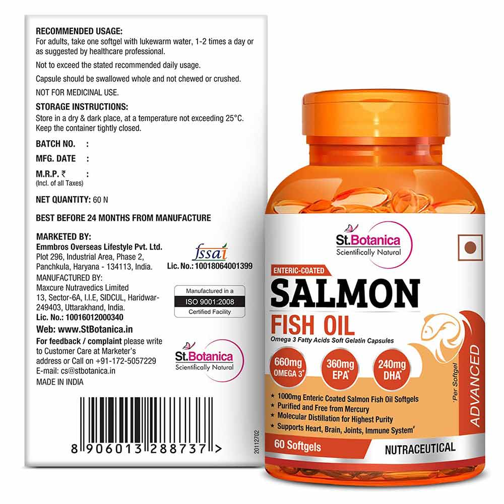 back - St.Botanica Salmon Fish Oil 1000mg Advanced,  60 softgels 