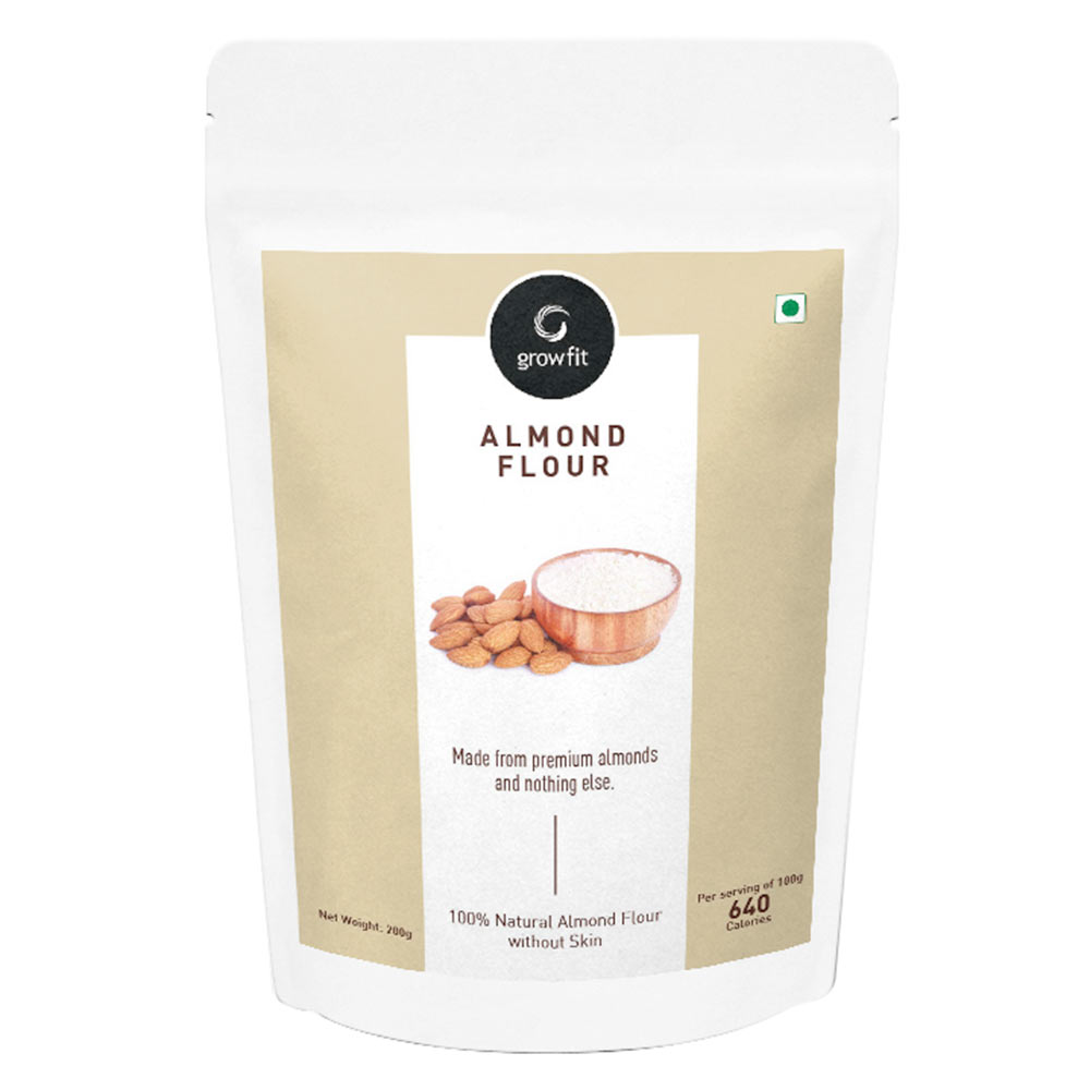 1 - GrowFit 100% Natural Almond Flour without Skin,  Unflavoured  200 g 