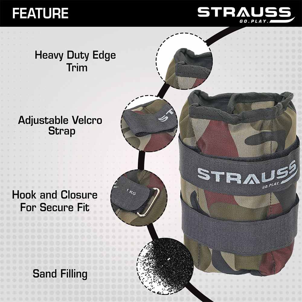 2 - Strauss Ankle Weight (Pair),  Camouflage  1 kg 