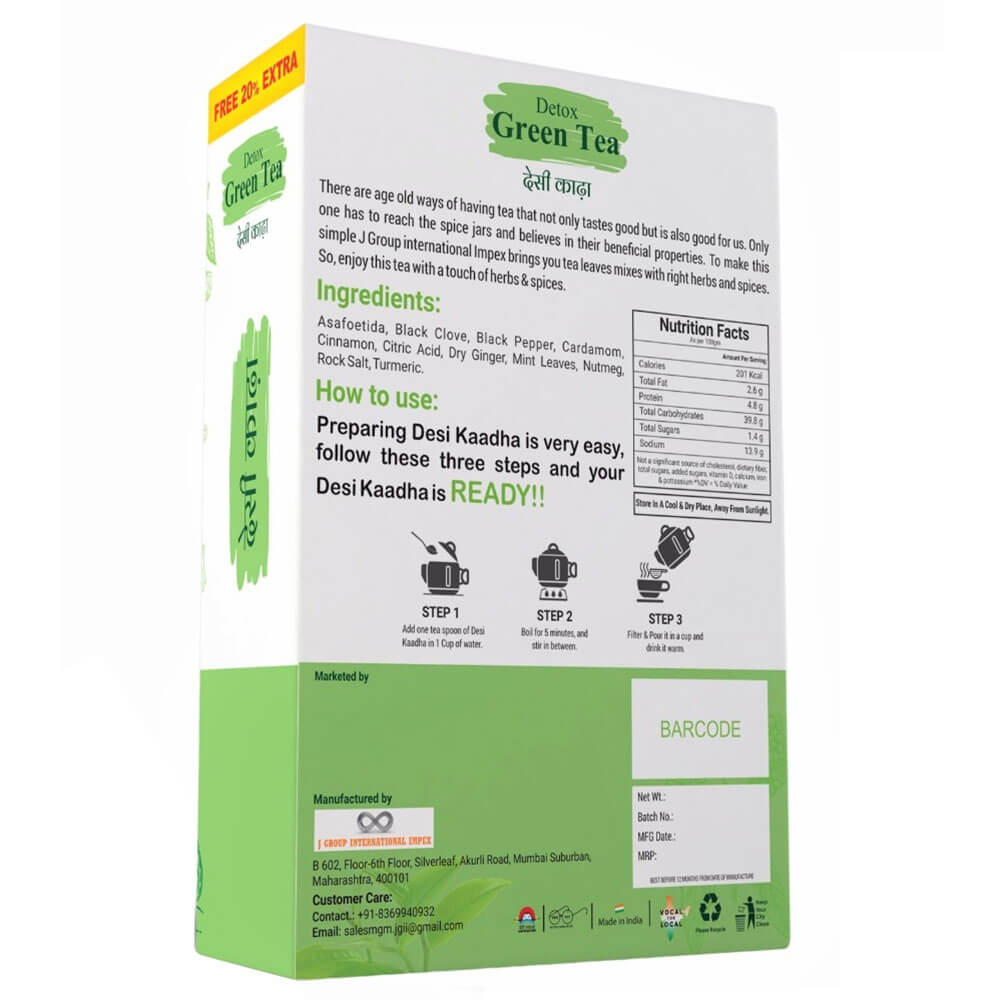 nutrition - J Group International Impex Detox Green Tea Deshi Kadha,  100 g  Natural 