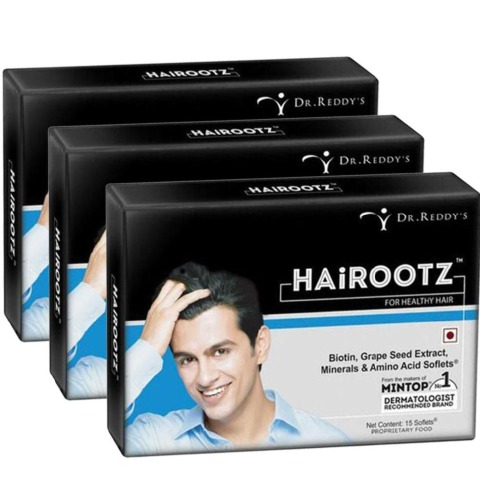 Dr. Reddys HAiROOTZ - Pack of 3, Unflavoured 15 Soflets Dr. Reddys HAiROOTZ - Pack of 3, Unflavoured 15 Soflets