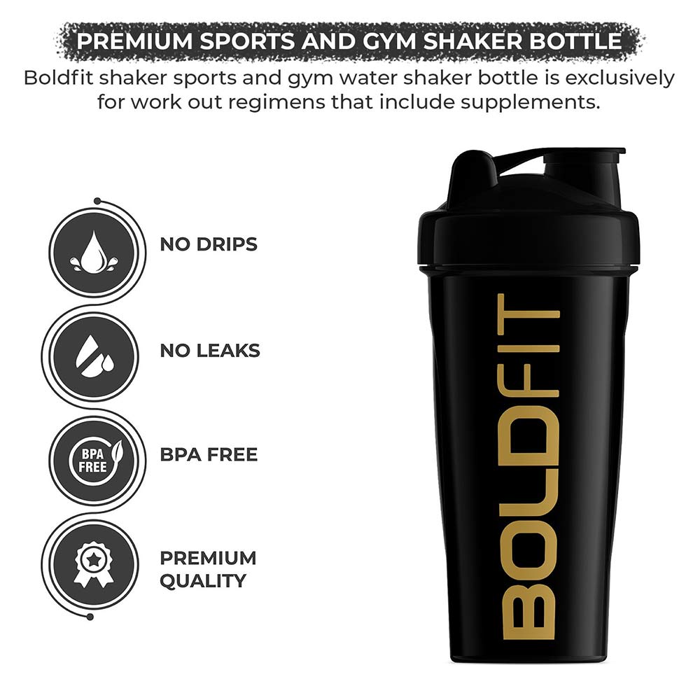 2 - Boldfit Bold Gym Shaker Bottle,  Black  700 ml 