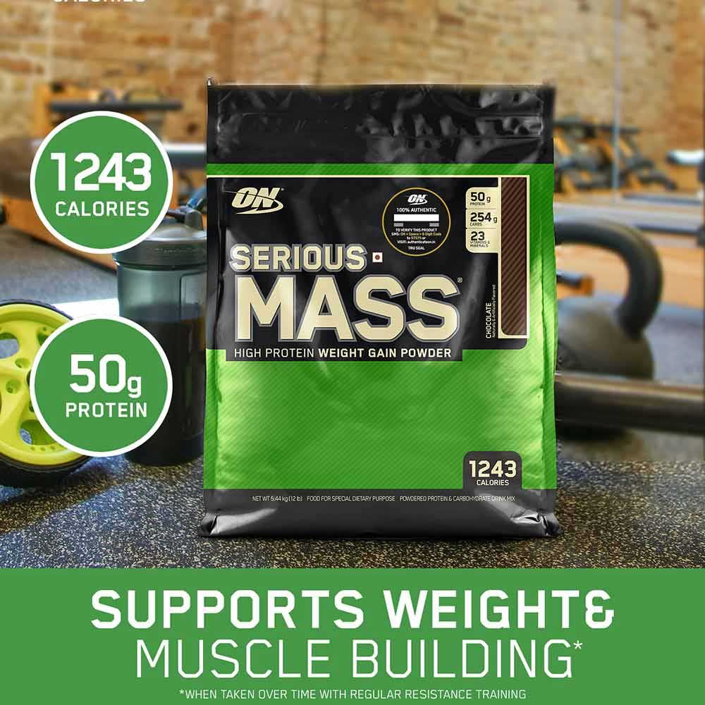 12 - ON (Optimum Nutrition) Serious Mass Weight Gainer Powder,  12 lb  Chocolate 