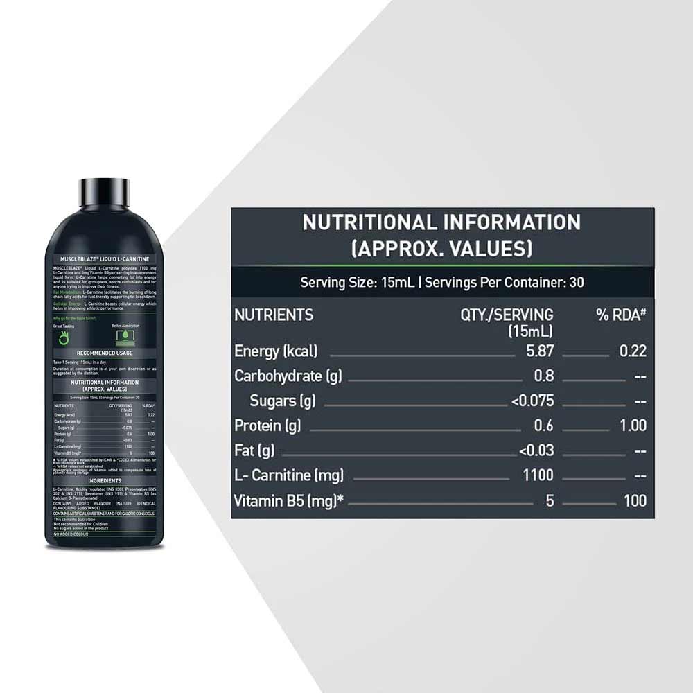 2 - MuscleBlaze Liquid L-Carnitine OP,  450 ml  Lemon Lime