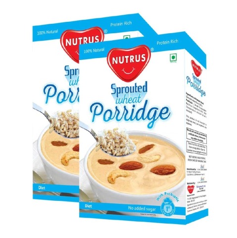 Nutrus Sprouted Wheat Porridge - Pack of 2 Unflavoured 0.45 kg Nutrus Sprouted Wheat Porridge - Pack of 2 Unflavoured 0.45 kg