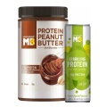 MB High Protein Peanut Butter 750 g Dark Chocolate Creamy with Sparkling Protein Water, Green Apple 250 ml