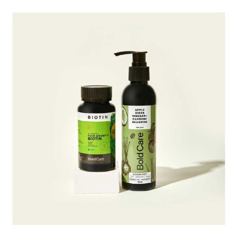 1 - Bold Care Apple Cider Vinegar + Caffeine Shampoo 200 ml & Biotin Combo,  60 tablet(s)  Hair Loss Control 