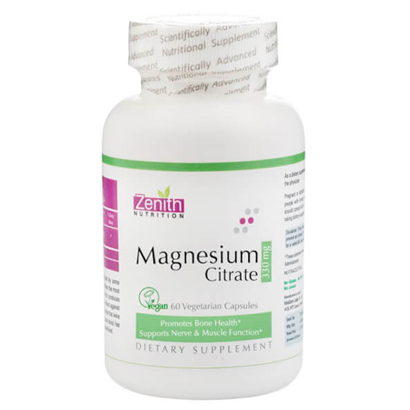 Zenith Nutrition Magnesium Citrate (330 mg),  Unflavoured  60 capsules 
