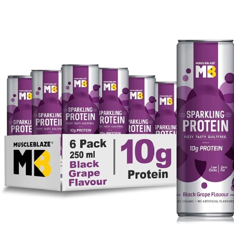 MuscleBlaze Sparkling Protein Water (10g Protein),  6 Piece(s)/Pack  Black Grape 