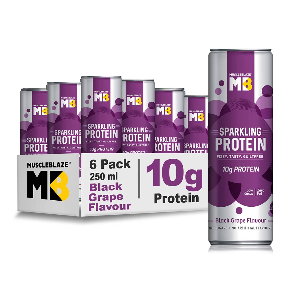MuscleBlaze Sparkling Protein Water (10g Protein),  6 Piece(s)/Pack  Black Grape 