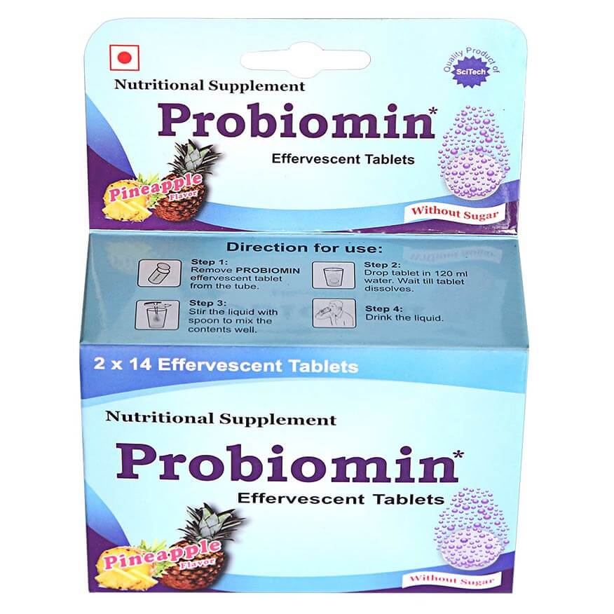 Probiomin Lactobacillus and Vitamin B complex Effervescent,  Pineapple  28 tablet(s) 