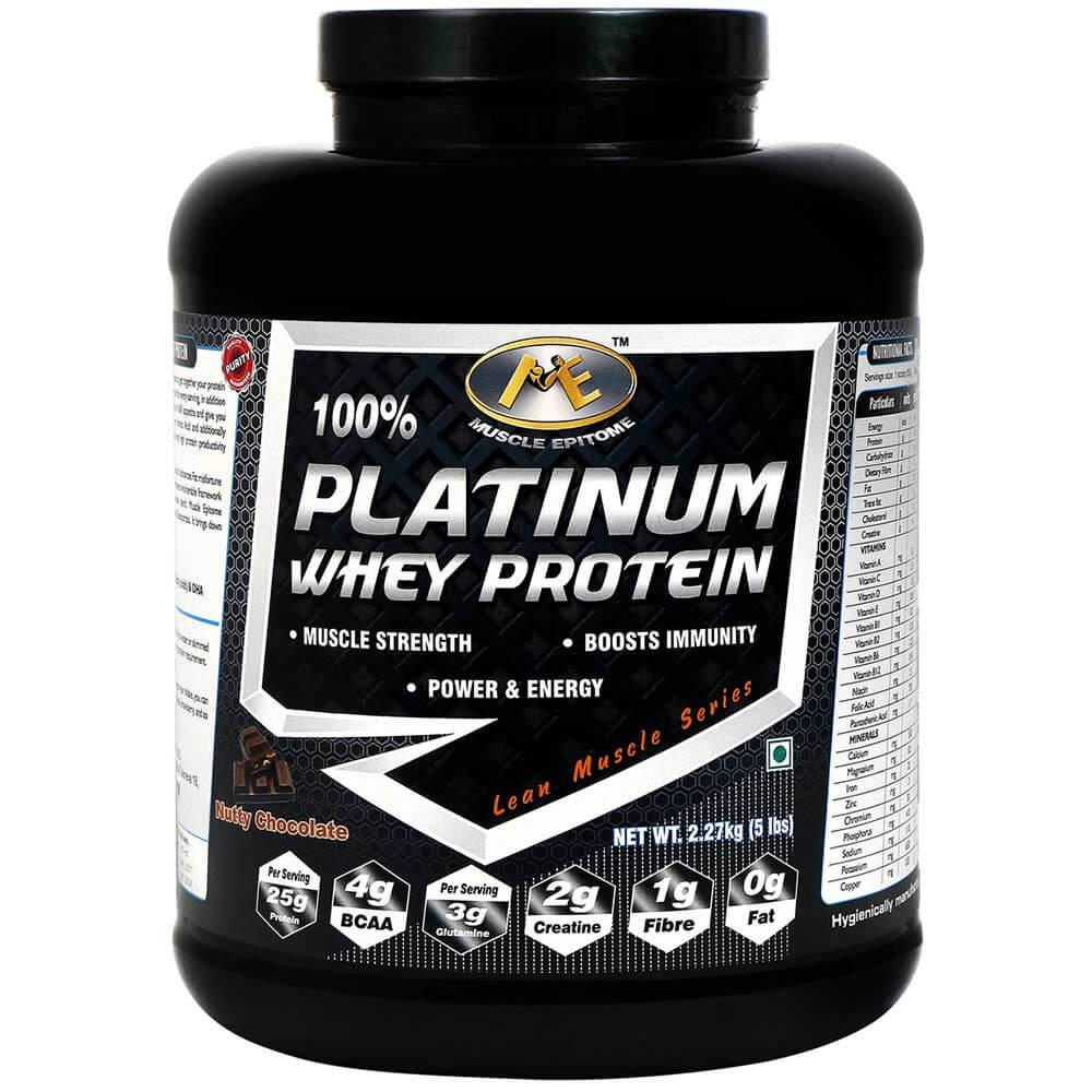Muscle Epitome 100% Platinum Whey Protein,  5 lb  Nutty Chocolate 