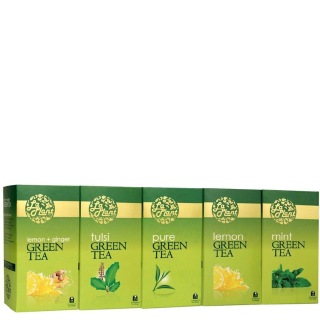 Laplant Green Tea Collection XVI, 125 Tea Bag(s) Lemon Ginger, Tulsi, Pure, Lemon & Mint