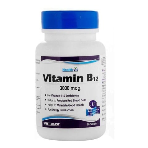 Healthvit Vitamin B12 (3000 mcg),  60 tablet(s)  Unflavoured 