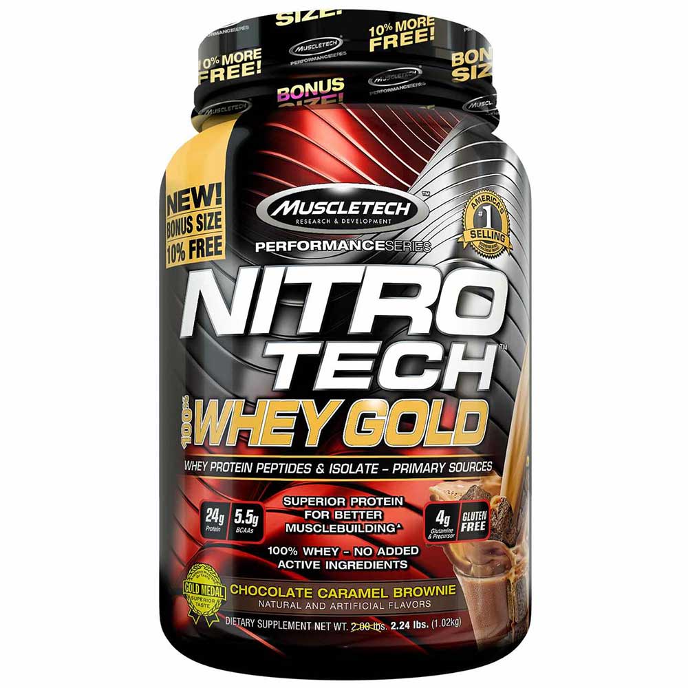 MuscleTech Nitrotech 100% Whey Gold,  2.5 lb  Chocolate Caramel Brownie 