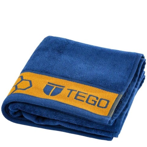 Tego Antimicrobial Sports Towel,  Mykonos Blue & Orange  16 x 30 Inches 