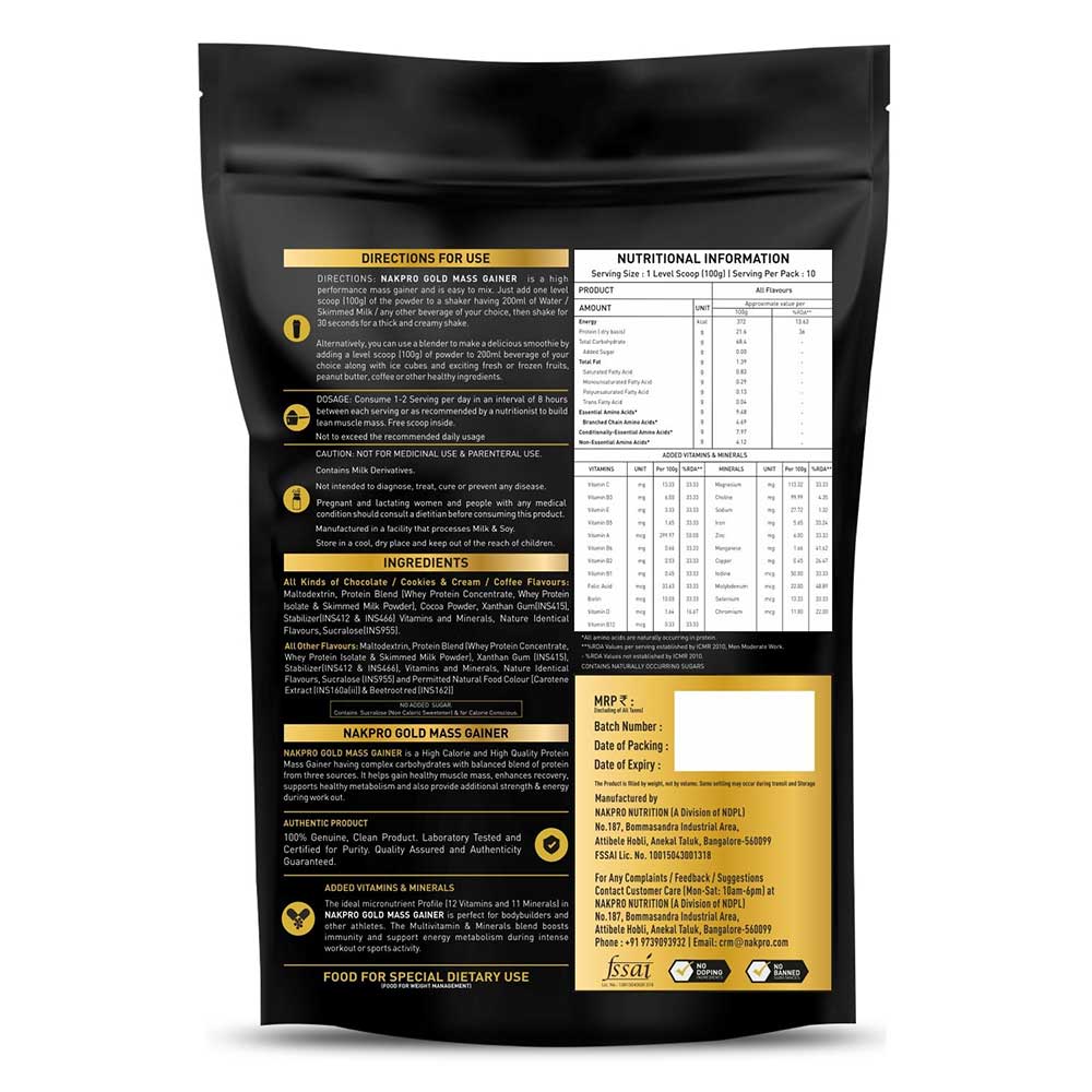 2 - Nakpro Gold Mass Gainer,  2.2 lb  Coffee (Pack of 5) 