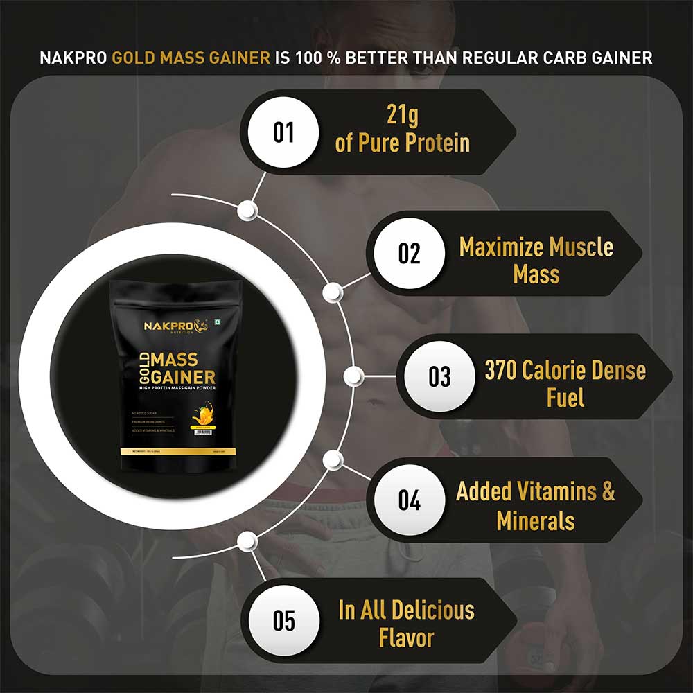 7 - Nakpro Gold Mass Gainer,  2.2 lb  Mango (Pack of 3) 