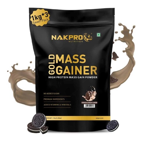1 - Nakpro Gold Mass Gainer, 2.2 lb Cookies & Cream (Pack of 3)