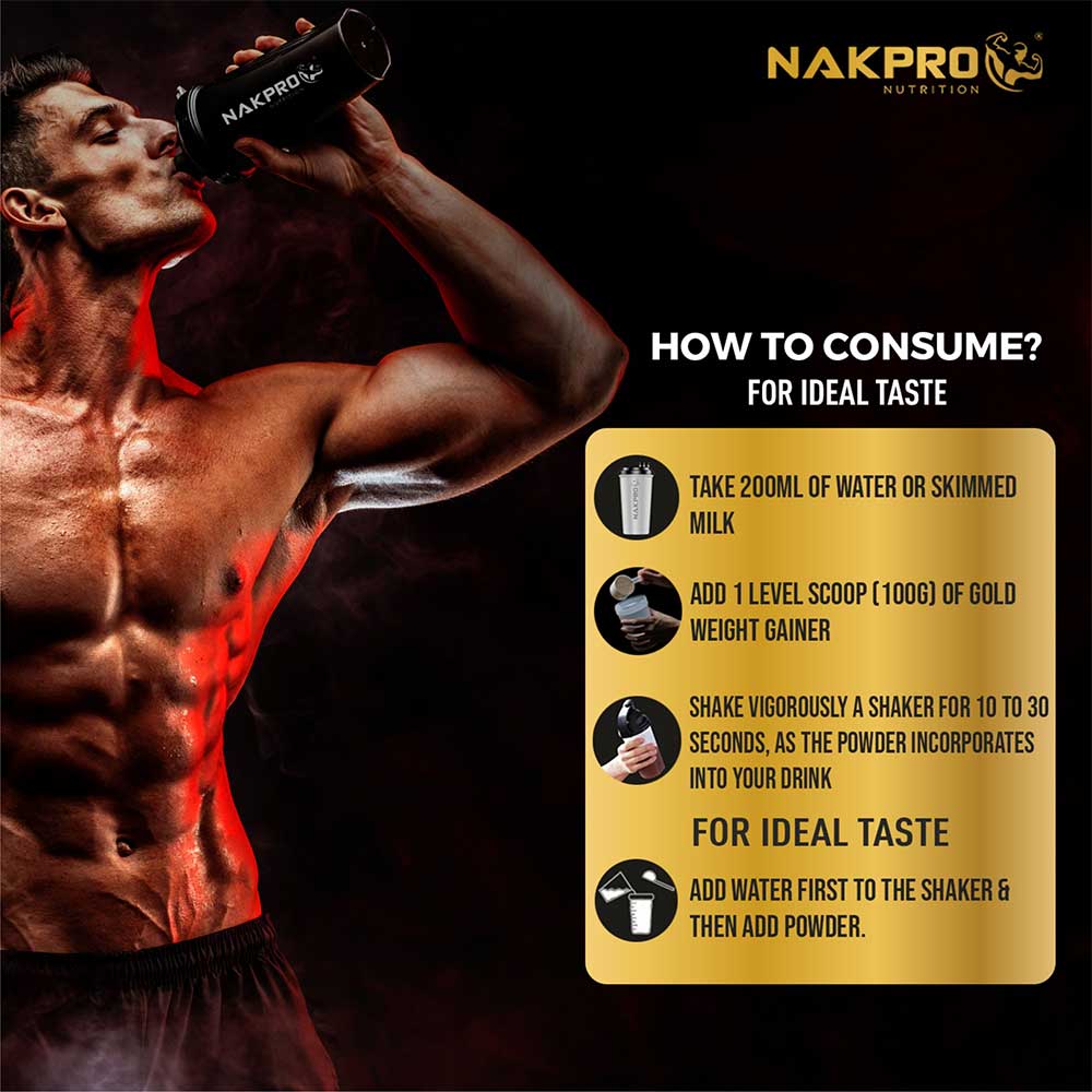 6 - Nakpro Gold Weight Gainer,  2.2 lb  Strawberry (Pack of 3) 