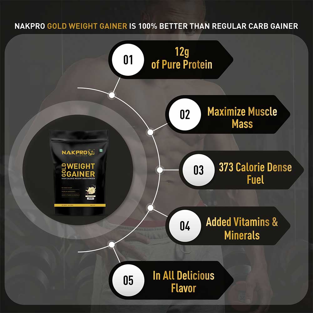 7 - Nakpro Gold Weight Gainer,  2.2 lb  Vanilla (Pack of 2) 