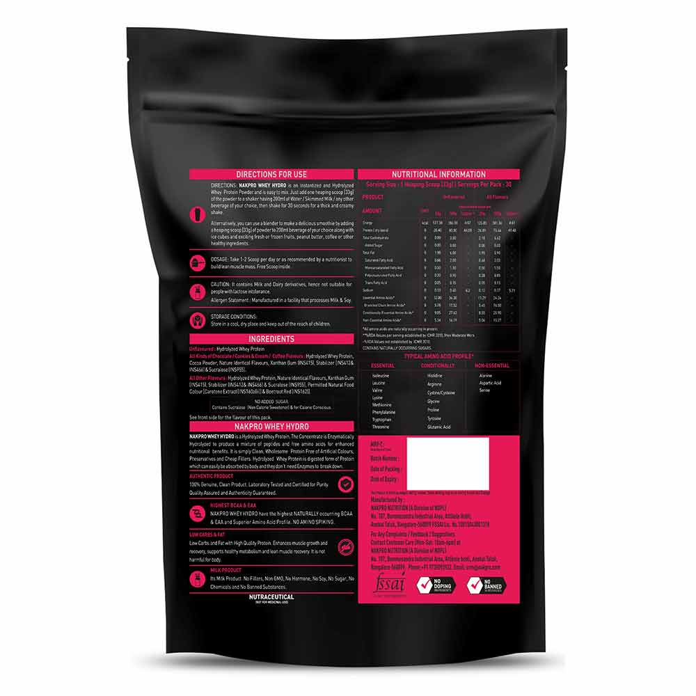 2 - Nakpro Whey Hydro Hydrolyzed Whey Protein,  2.2 lb  Banana (Pack of 2) 