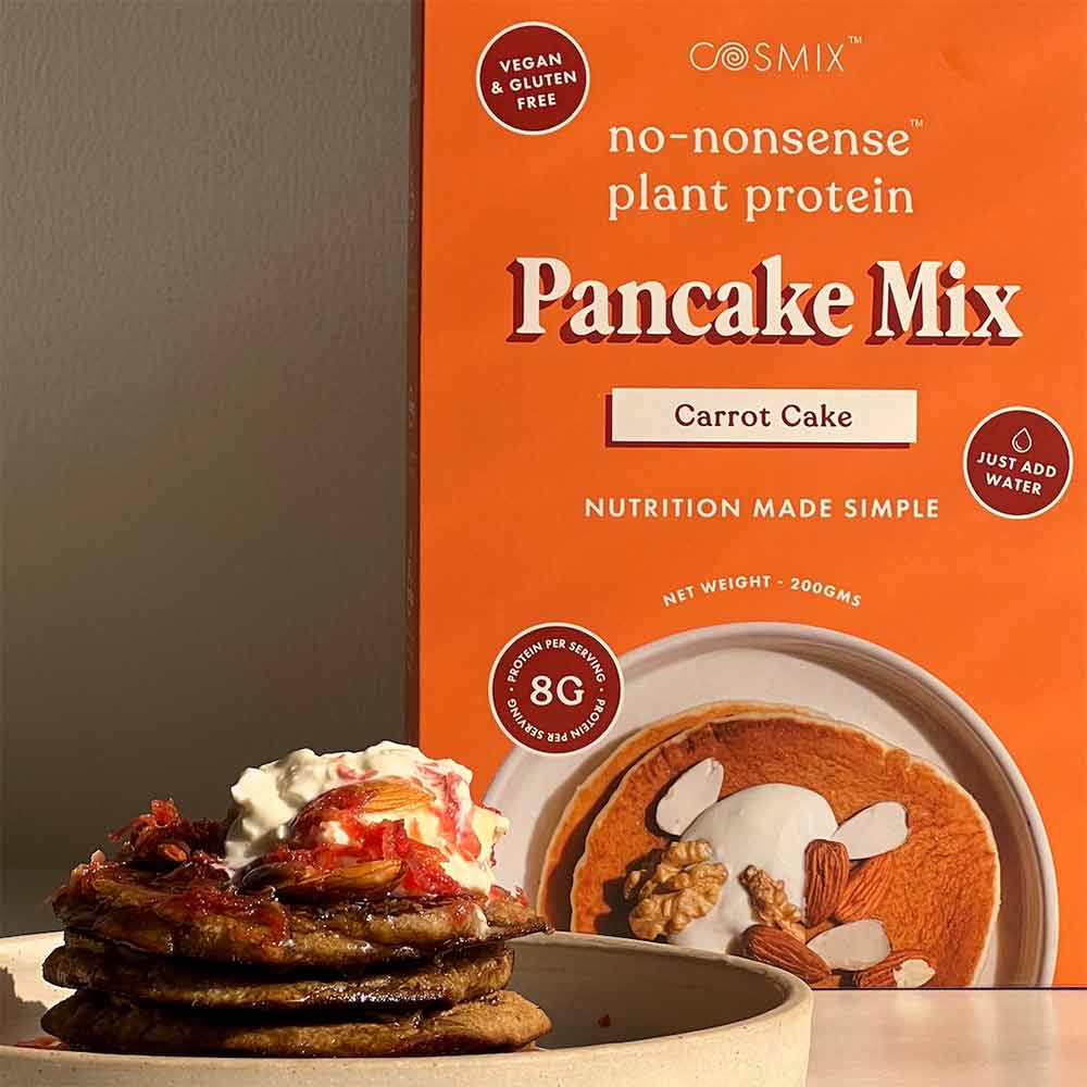 4 - Cosmix No Nonsense Plant Protein Pancake Mix,  Carrot Cake (Pack of 2)  200 g 