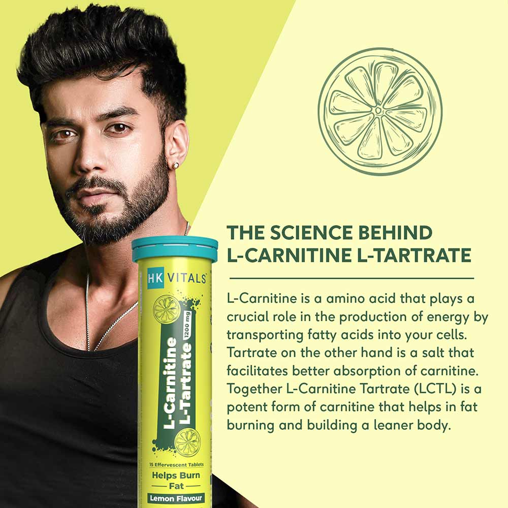 4 - HK Vitals L Carnitine 1200 mg Effervescent by HealthKart,  30 tablet(s)  Lemon 