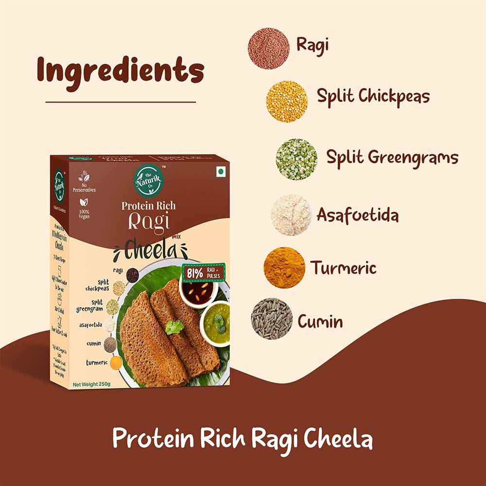 3 - The Naturik Co Ragi Cheela Mix,  Natural  250 g 