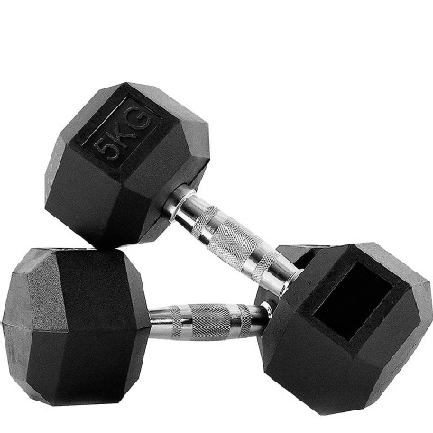 SLOVIC Rubber Dumbbell Set,  Black  5 kg 