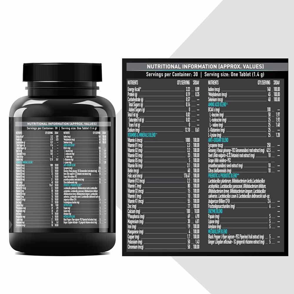 MuscleBlaze MB-VITE Daily Multivitamin 30 Tabs & TrueBasics T Boost 60 tabs Combo