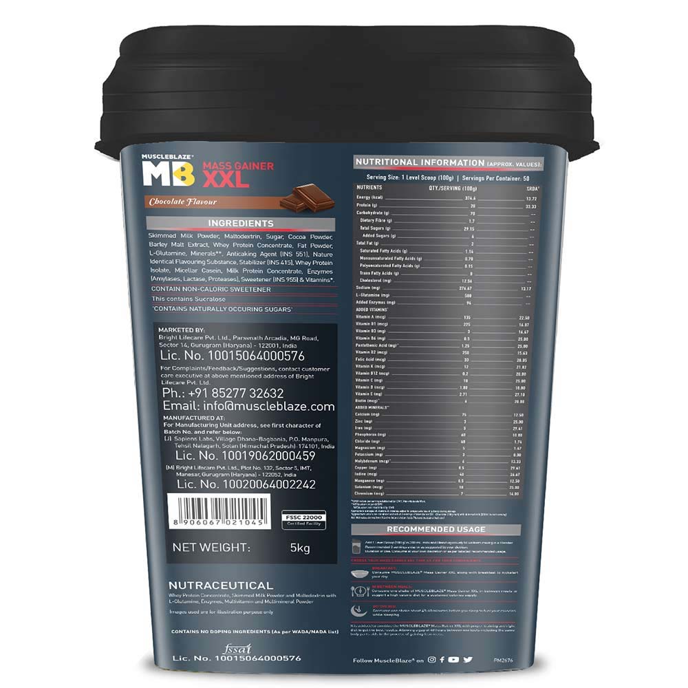 MuscleBlaze CreaPRO Creatine with Creapure Unflavoured 0.55 lb & Mass Gainer XXL Combo