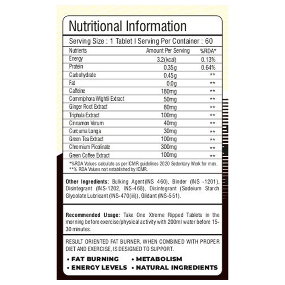 5 - FB Nutrition Xtreme Ripped,  60 tablet(s)  Unflavoured 