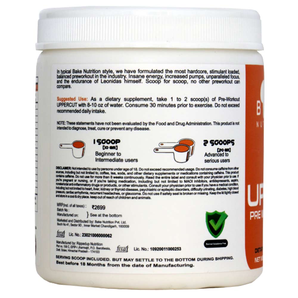 2 - Bake Nutrition Upper Cut Pre Workout,  0.66 lb  Orange & Mango 