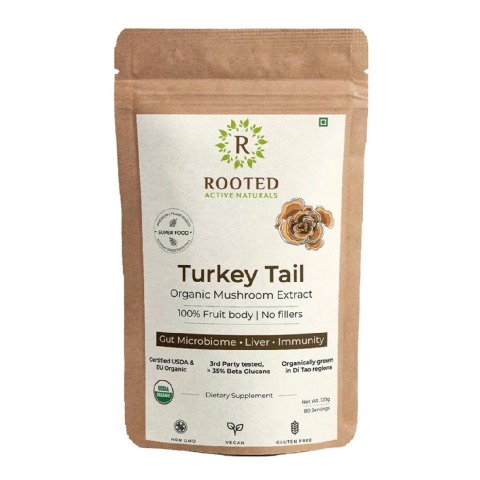 Rooted Active Naturals Turkey Tail Organic Mushroom Extract,  120 g 