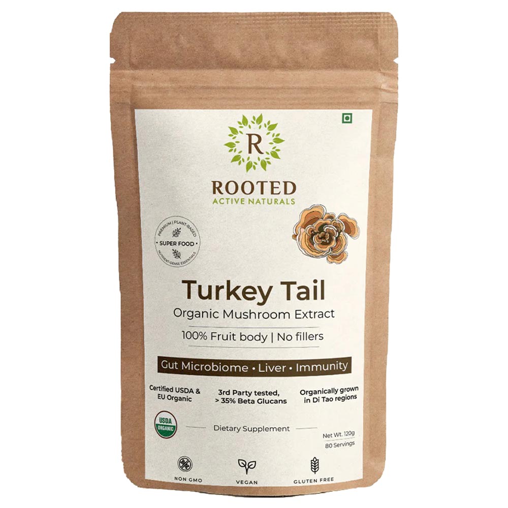 Rooted Active Naturals Turkey Tail Organic Mushroom Extract,  120 g 