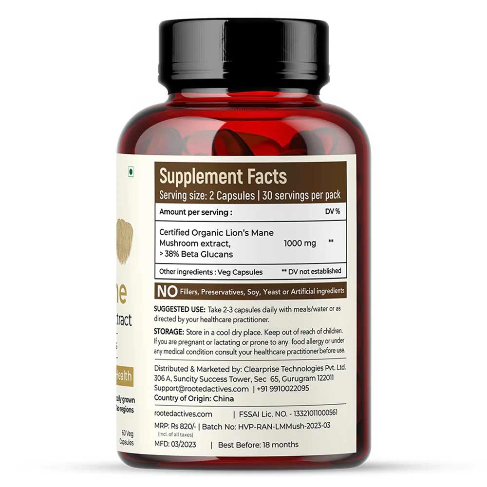 2 - Rooted Active Naturals Lion's Mane Organic Mushroom Extract,  60 veggie capsule(s) 