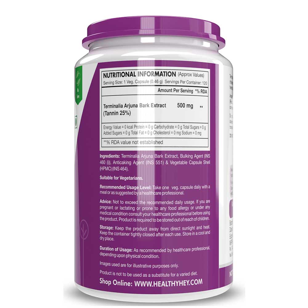 2 - HealthyHey Nutrition Terminalia Arjuna Bark Extract,  120 capsules 