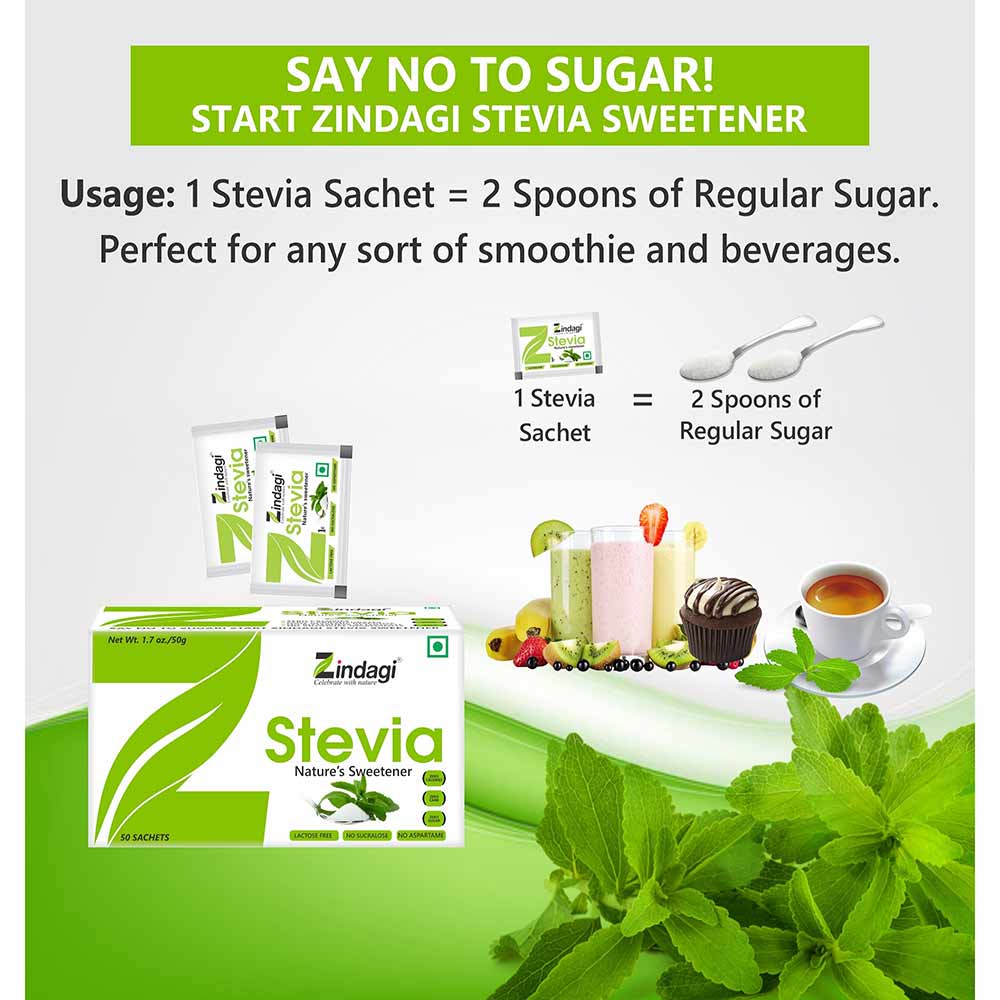 2 - Zindagi Stevia (Pack of 2),  50 sachets/pack 