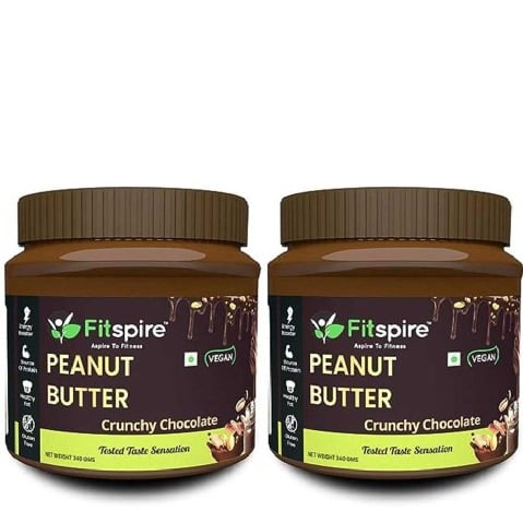1 - Fitspire Peanut Butter,  0.340 kg  Crunchy Chocolate Pack of 2 