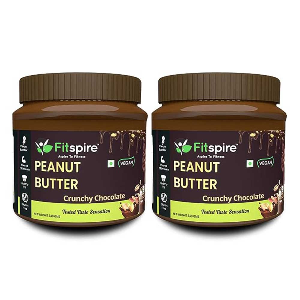 1 - Fitspire Peanut Butter,  0.340 kg  Crunchy Chocolate Pack of 2 