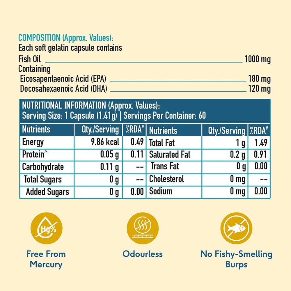 HealthKart HK Vitals Fish Oil & Vitamin D3 & Calcium 60 Tabs Combo