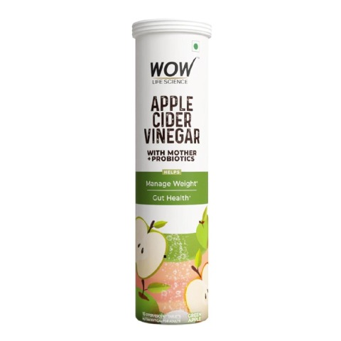1 - Wow Life Science Apple Cider Vinegar with Mother + Probiotics,  15 tablet(s)  Green Apple 